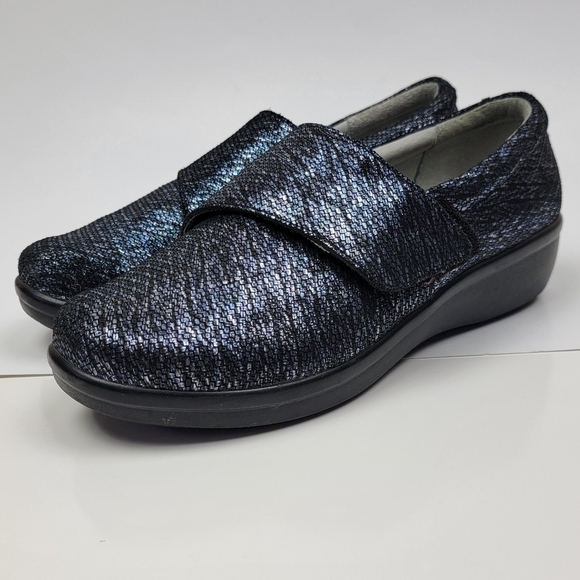 Alegria Lauryn Leather Metallic Blue Comfort Shoes 38 - Picture 3 of 11